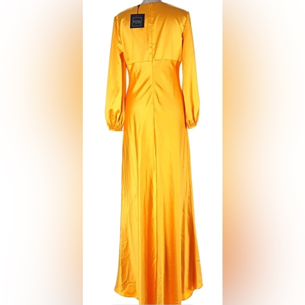 IEENA for MAC DUGGAL 55693 Satin Evening Dress Gem Yellow Women’s Size 12 NWT - Picture 5 of 7